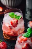 Strawberry cocktail with gin and soda