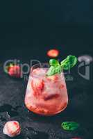 Strawberry cocktail with gin and soda