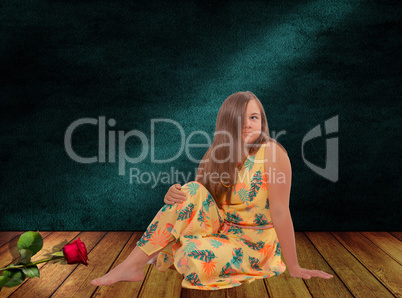 Porträt eines jugendlichen Mädchens am Boden sitzend