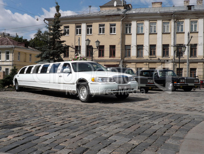 white wedding limousine