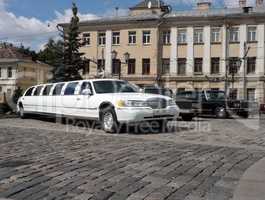 white wedding limousine