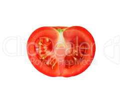 Half tomato on white