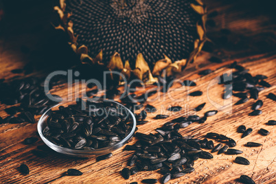Roasted seeds and dried sunflower