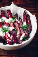 Baked beet with yogurt and dill