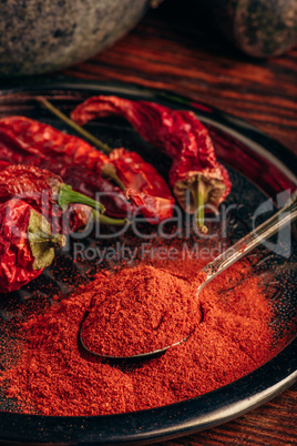 Spoonful of ground chili pepper
