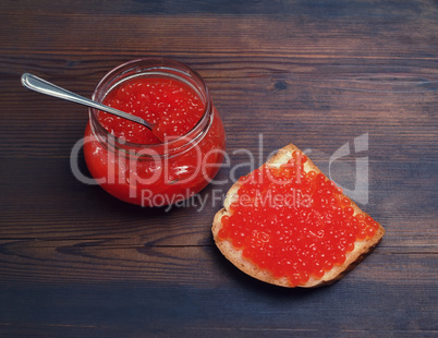 Still life with red caviar