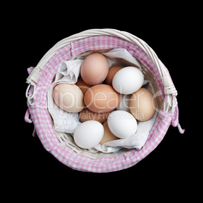 Eggs in wicker basket