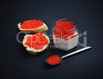 Still life with red caviar