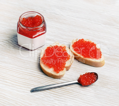 Delicious red caviar