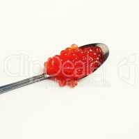 Spoon and red caviar