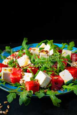 Watermelon Salad with Rocket And Feta Cheese