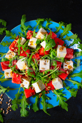 Watermelon Salad with Rocket And Feta Cheese