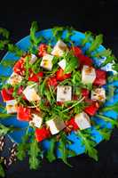 Watermelon Salad with Rocket And Feta Cheese