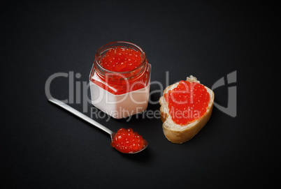 Delicious fresh red caviar