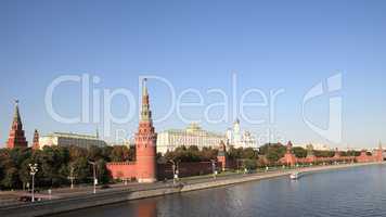 Kremlin tower,  quay and river