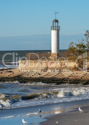 Lighthouse Karabush in  Morskoe village, Odessa region, Ukraine