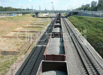 goods train with bulk cargo