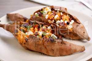 Baked stuffed sweet potato