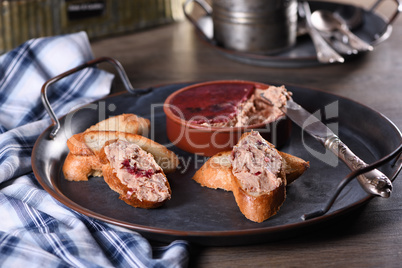 Chicken pate with cranberry jelly