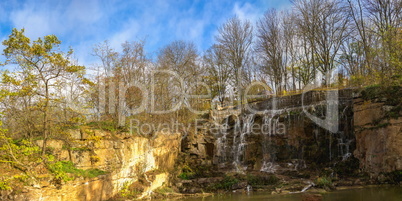 Waterfall in the Sofiyivsky arboretum. Uman, Ukraine