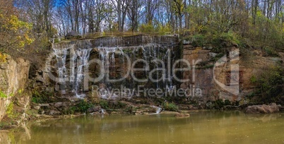 Waterfall in the Sofiyivsky arboretum. Uman, Ukraine