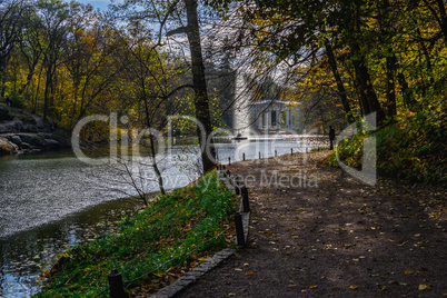 Sofiyivsky arboretum on a sunny autumn day. Uman, Ukraine