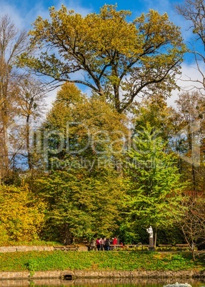 Sofiyivsky arboretum on a sunny autumn day. Uman, Ukraine