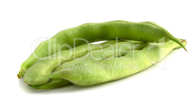 Green bean pods isolated on white background