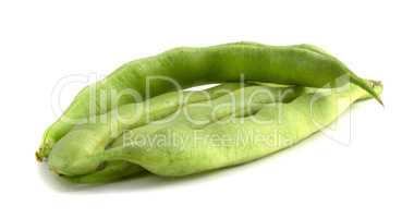 Green bean pods isolated on white background