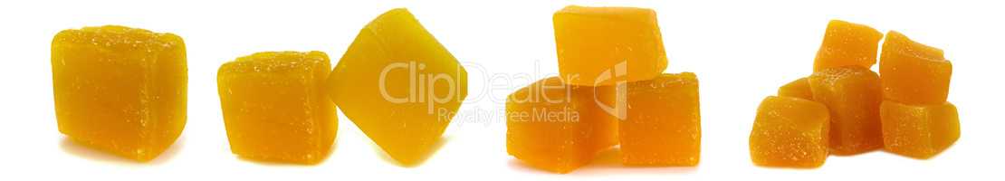 Set of photo rahat lukum, sweets from the east isolated on white background.