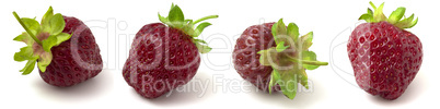 Collage of 4 strawberries isolated on white background