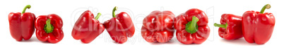 Set of red paprika isolated on white background. Sweet bell pepper.