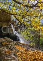 Waterfall in the Sofiyivsky arboretum. Uman, Ukraine
