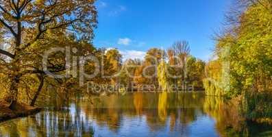 Upper pond in the Sofiyivsky arboretum. Uman, Ukraine