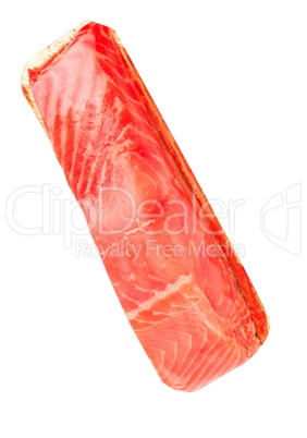 piece of red fish fillet isolated on white