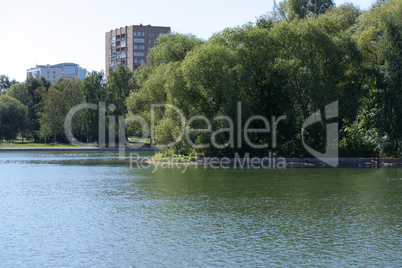 summer in city park at dry sunny day