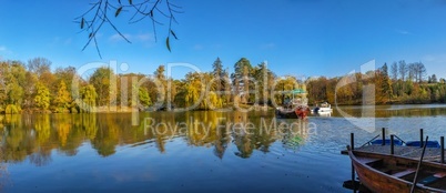 Upper pond in the Sofiyivsky arboretum. Uman, Ukraine