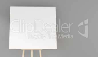 Wooden easel with a blank canvas