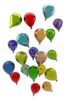 Colorful balloons on a white background, concept for greeting ca