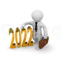 Small businessman with 2022 in gold
