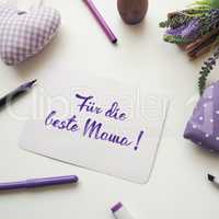 German For the best mom as brush lettering on a mother's day gre