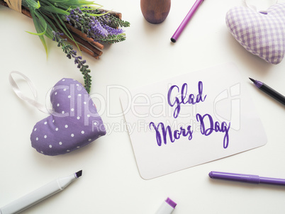 Glad Mors Dag, Swedish Thank you mother as brush lettering on a