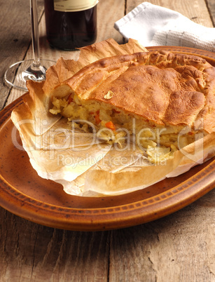 Delicious vegetable pate filled with white cabbage, carrots and