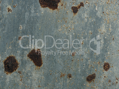 Galvanized steel surface with rust spots