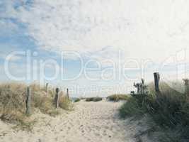 Beautiful pathway to the beach on a sunny day, Baltic Sea