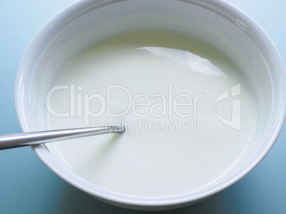 Low fat organic natural yogurt in a white bowl