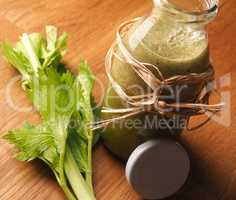 Healthy vegetable fruit smoothie from organic ingredients