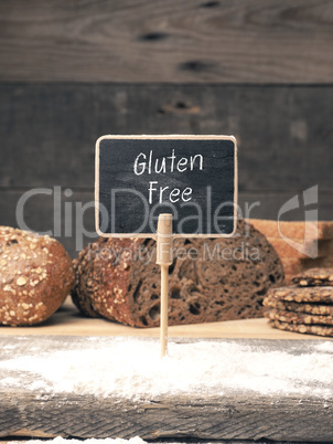 Gluten free written on a small chalkboard