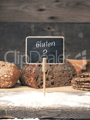 Gluten free written on a small chalkboard