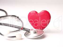 Stethoscope with a red heart shape